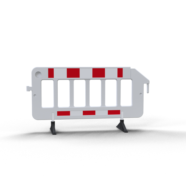 Crowd barrier | made of plastic | fence element white | film RA2/B | red / white